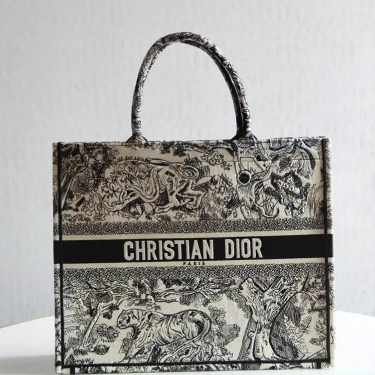 Cheap Motif Black De Dior Toile Tote Book Jouy Canvas 0704 Luxury